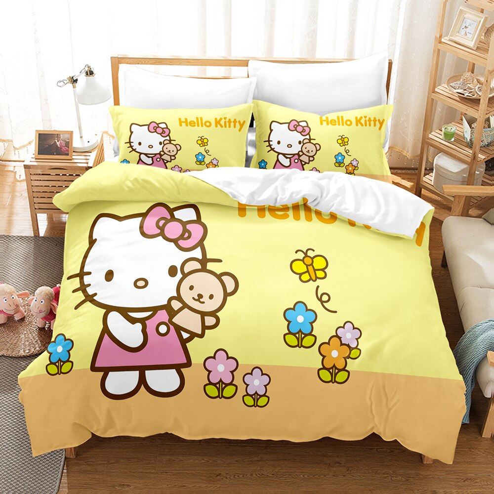 Hello Kitty Gule Blomster Dynetrekk