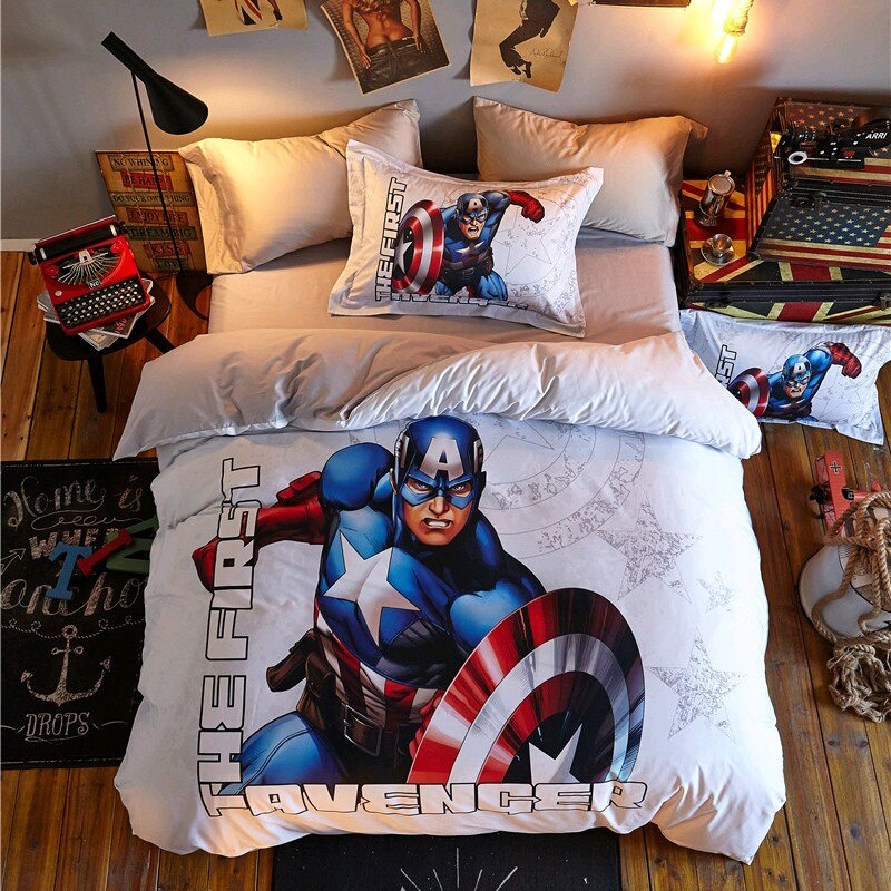 Marvel Captain America Hvitt Dynetrekk 100 % Bomull